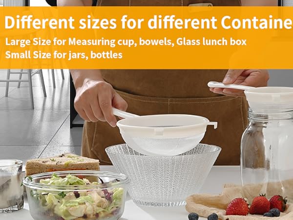 Large Size for Measuring cup, bowels, Glass lunch box Small Size for jars, bottles