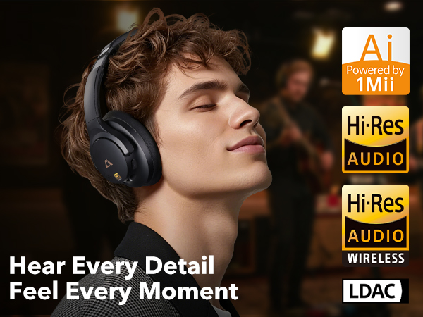 1Mii Y8+ Hybrid Noise Cancelling Headphones Bluetooth 6.0