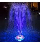 Floating Pool Fountain with Underwater Light Show, Rechargeable Battery Powered Pool Fountain, 2 ...