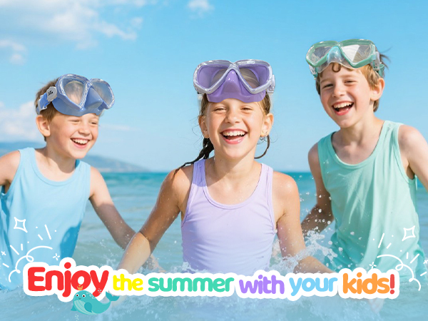 Kids Snorkel Set, Children Swimming Goggles, Anti-Fog Diving Mask and Dry Top Snorkel Set