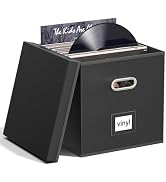 Huolewa Leather Vinyl Record Storage Box-13 inch Album Storage for 80+ Single Records - Sturdy an...