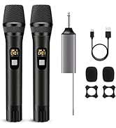 voijump Wireless Microphone, Handheld UHF Dual Metal Cordless Dynamic Mic System with Rechargeabl...