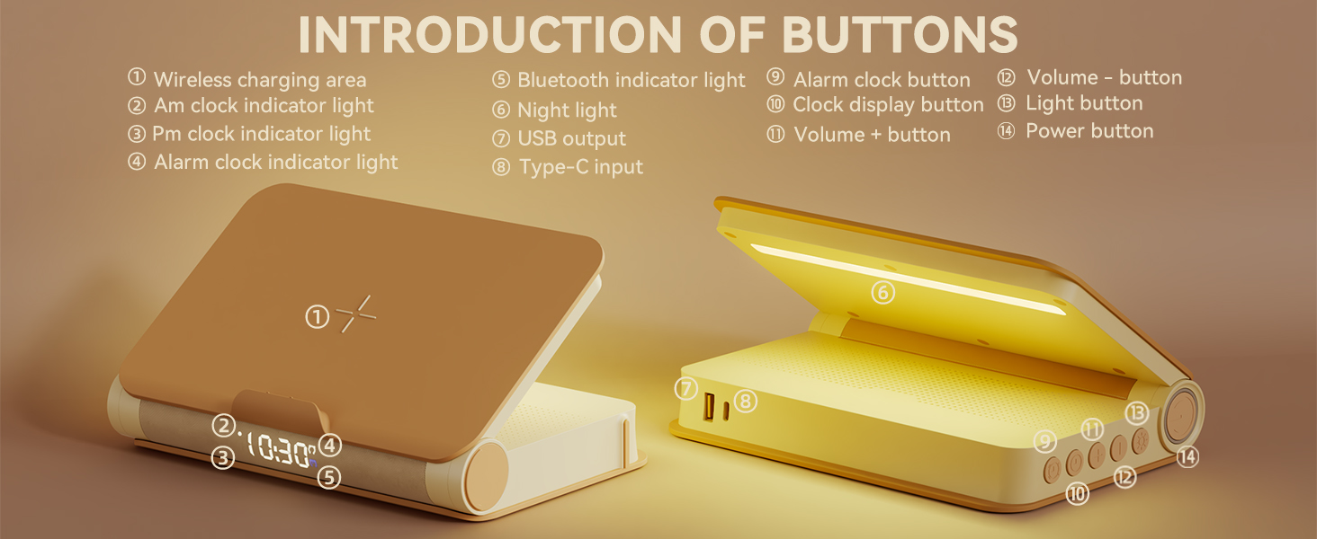 Vivilumens Sunrise Alarm Clock Buttons of Introduction