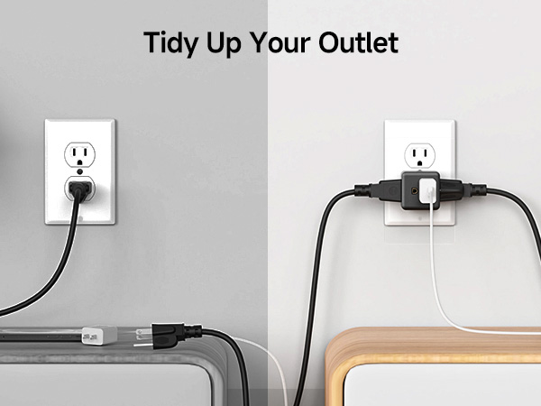 3 outlet cube tap with 90-degree plug for space-saving and efficient power distribution