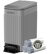 KSSKSS Small Bathroom Trash Can with Soft Close Lid, 6 Liter / 1.6 Gallon Stainless Steel Garbage...