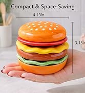 xyadyhz 6-Piece Ceramic Burger Plate Set, Stackable Hamburger Shaped Condiment Dipping Bowls &amp; Ap...