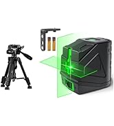 Elikliv Laser Level with Tripod, 197FT Self Leveling Cross Lazer Level, Green Line leveler Tool f...