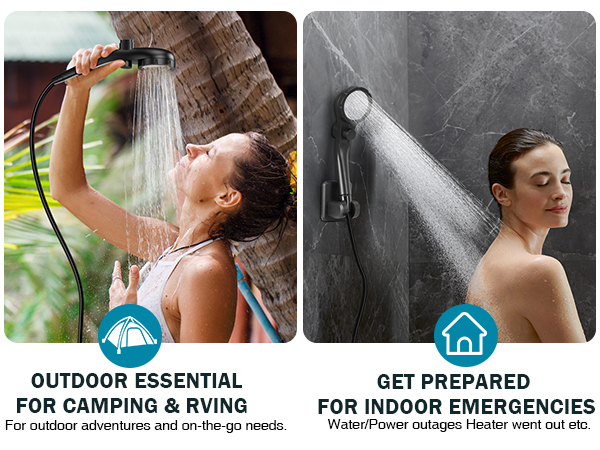 camping shower pump for indoor/outdoor showers