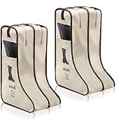 KOVOSCH 2 Pack Portable Boots Storage Bag, Beige Shoe Bags for Storage and Travel Dust Proof Trav...