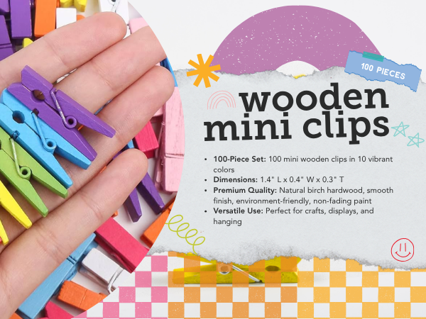 wooden mini clips