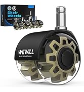WEWILL Office Chair Wheels, Rubber Replacement Caster Heavy Duty Wheels for Computer Desk Chair t...