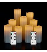 Eloer Flameless Candles Pack of 9 Battery Operated Candles (D 2.2" X H 4" 5" 6" 7" 8" 9") Ivory R...