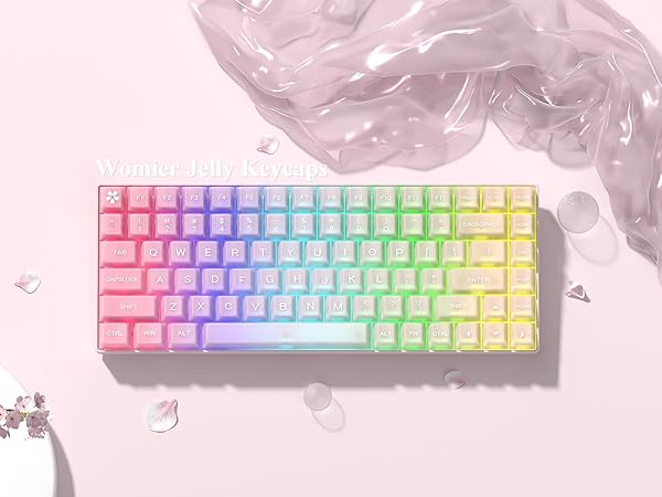 Keyboard Keycaps Jelly, Clear Cute Keycaps, Transparent Pink Custom Key Cap
