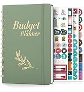 SKYDUE PU Budget Planner, A5 Budget Book, Monthly Bill Organizer with Pockets &amp; 4Pcs Stickers, 12...