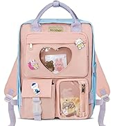 Backpack for Girls,Kawaii Backpack,Pin Display Backpack with Cute Pins,Kids School Bag,Heart Ita ...