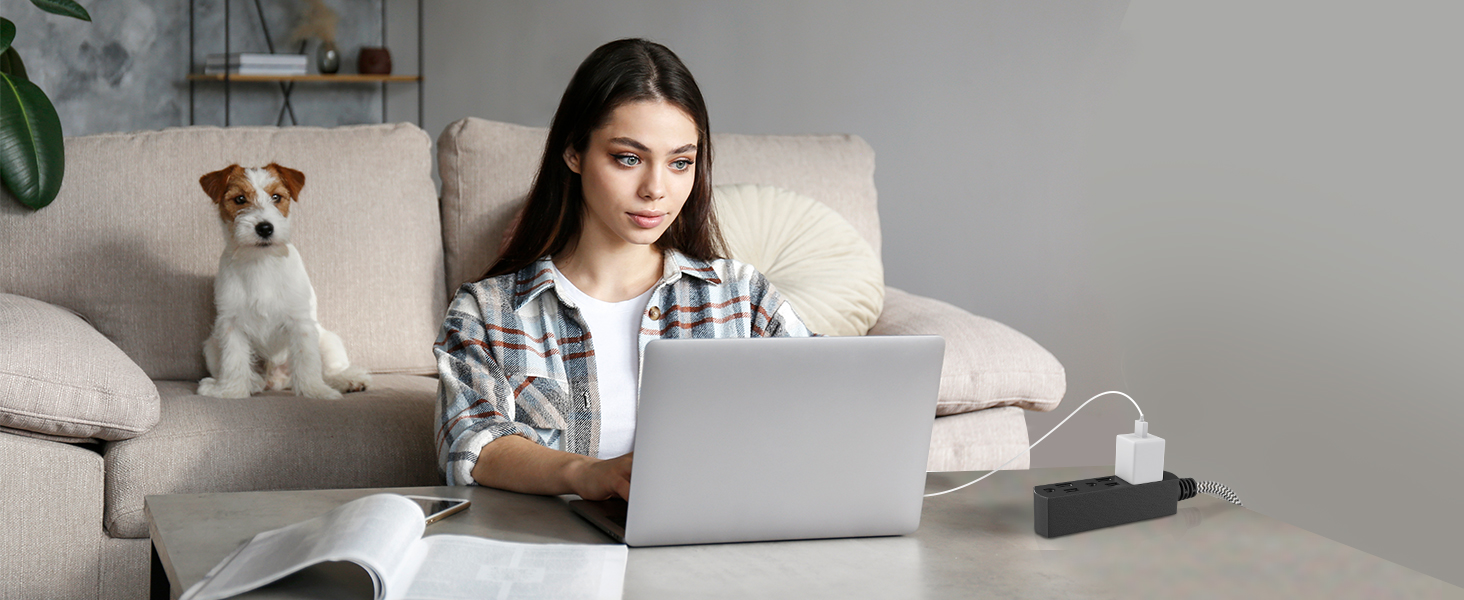 Flat plug Extension cord short power strip extension cord with multiple outlets