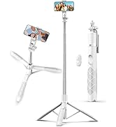 71" Cell Phone Selfie Stick Tripod, Smartphone Tripod Stand with Remote, Extendable Travel Phone ...
