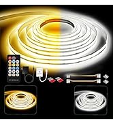 GUPUP 16.4 ft COB Rope Light,Dimmable White Strip Light,24V,3040 LEDs Flexiable 2700K-6500K Vanit...