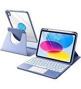 Harvopu for iPad 10th/11th Generation A16 Case with Keyboard, 360 Rotation Detachable Cover with ...