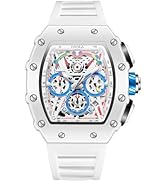 FANMIS Fashion Hollowed Men Watches Tonneau Skeleton Dial Big Face Waterproof Chronograph Fashion...