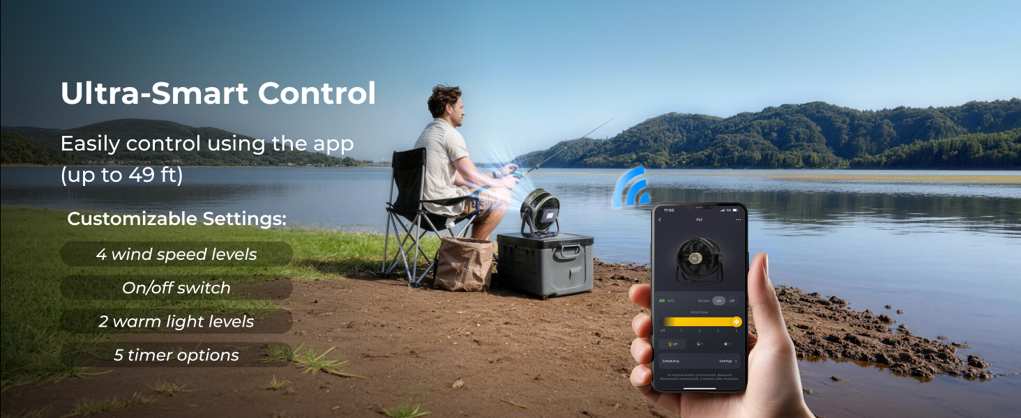 camping fan with smart APP control