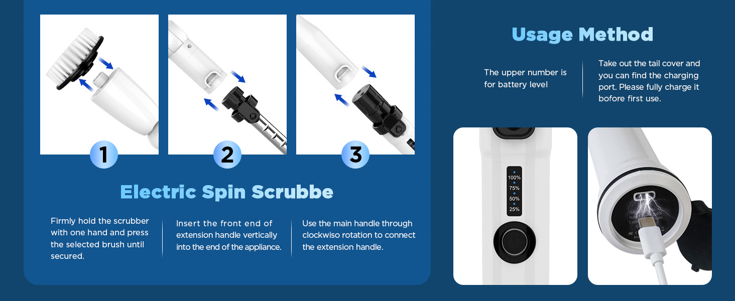 electric spin scrubber brush power brush floor scrubber