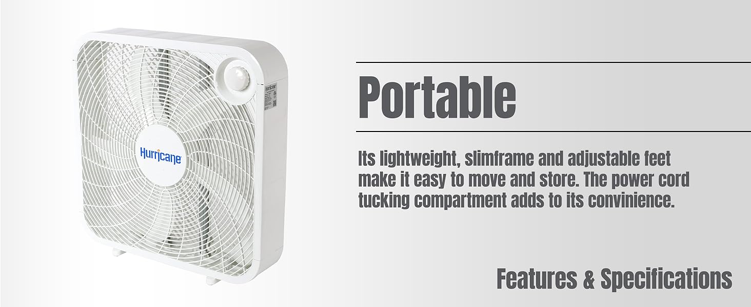 Hurricane 20 Inch Classic Series Floor Box Fan with 3 Efficient Speed Settings