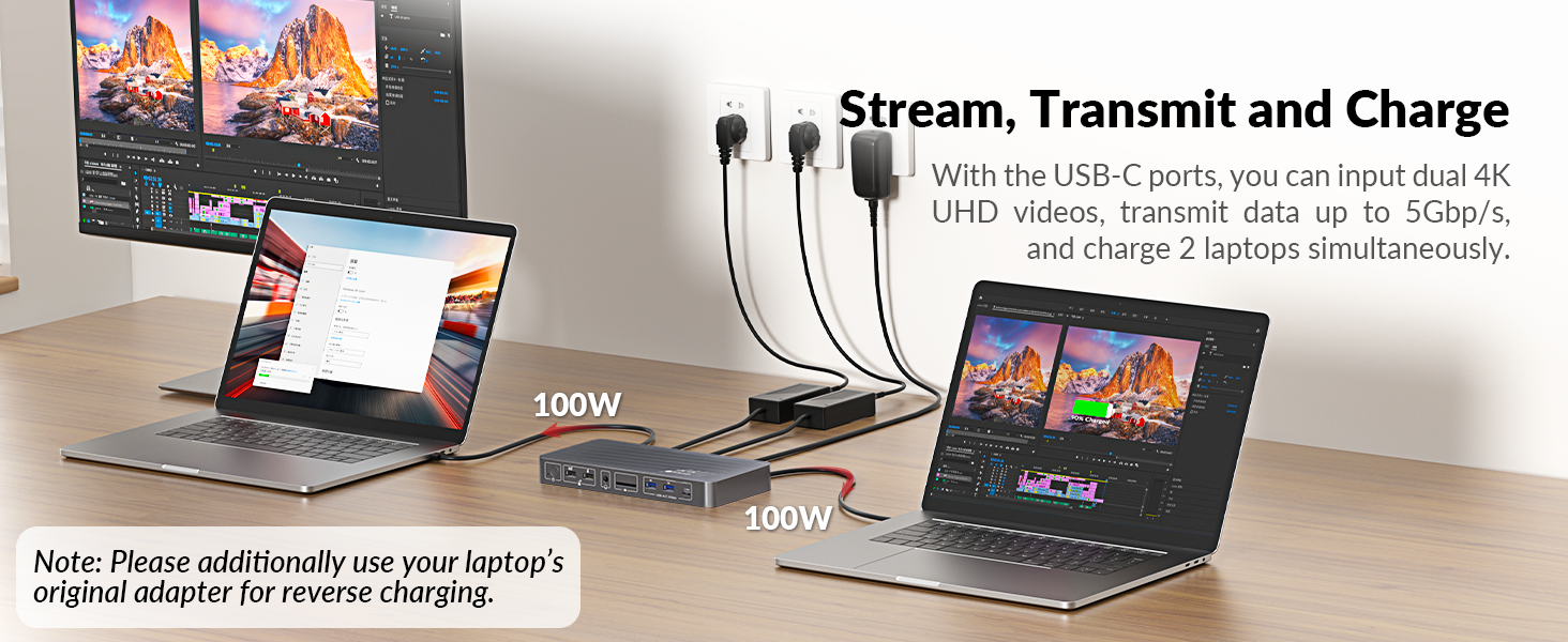 kvm switch docking station 2 monitors 2 laptops 100W with EDID