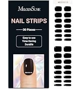 MelodySusie Semi Cured Gel Nail Strips, Black - Gel Nail Stickers Work with Any Nail Lamps, Salon...