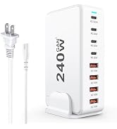 USB C Charger, 240W GaN 8 Port USB Fast Charger Block, PD100W Multi-port Charging Station, Type C...