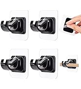 AccEncyc 4 PCS No Drill Curtain Rod Brackets Self-Adhesive Curtain Rod Holders Sticky Curtain Han...