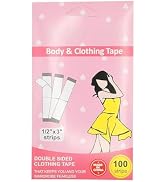 100 Strips Double Sided Tape for Clothes, Fashion Tape for Women, Dress &amp; Bra Tape, Clear Clothin...