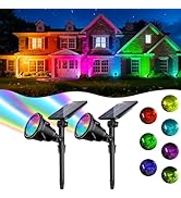 ROSHWEY Solar Spot Lights Outdoor, 7 Colors Halloween Christmas Outdoor Lights Waterproof Landsca...