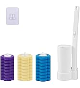 Disposable Toilet Brush Wand Starter Kit with 24 Pre-Loaded Cleaner-Infused Refills, Wall Mounted...