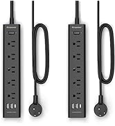 2 Pack Power Strip Surge Protector-5 Widely Spaced Outlets 3 USB Ports(1 USB C Port),1250W/10A wi...