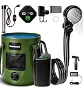 Portable Shower for Camping, 6000mAh Rechargeable Camp Shower Pump with Large Capacity Foldable B...