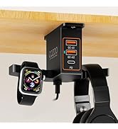 COZOO Headphone Stand with USB Charger Under Desk Headset Holder Mount with 3 Port USB Charging S...
