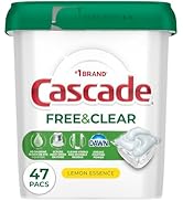 Cascade Free &amp; Clear Dishwasher Pods, Dishwasher Detergent, Dish Detergent Soap, Lemon Essence, 4...