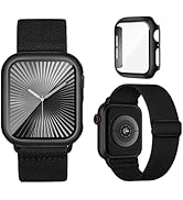 Stretchy Bands Compatible for Apple Watch Band and Case 40mm 44mm 41mm 45mm 42mm 46mm, Nylon Solo...