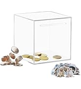 Totola Clear and Unopenable Piggy Bank, Transparent Money Box for Cash Savings, Must-Break-to-Ope...