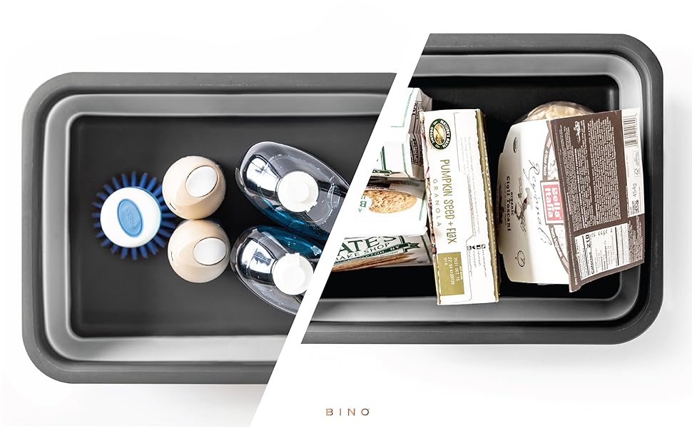 BINO Collapsible Wash Basin - Space Saving Portable Folding Dish Pan Dish Tub, Grey