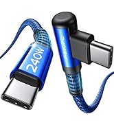 AINOPE 240W High Speed USB C Cable [10ft] USBC to USBC Cable, Right Angle C to C Cable Fast Charg...