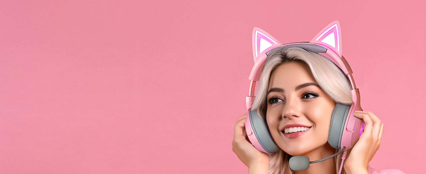 Kitty Ears headset headphone gaming stream youtube live watching virtual video Twitch 