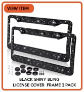 Black shiny bling license plate cover frame