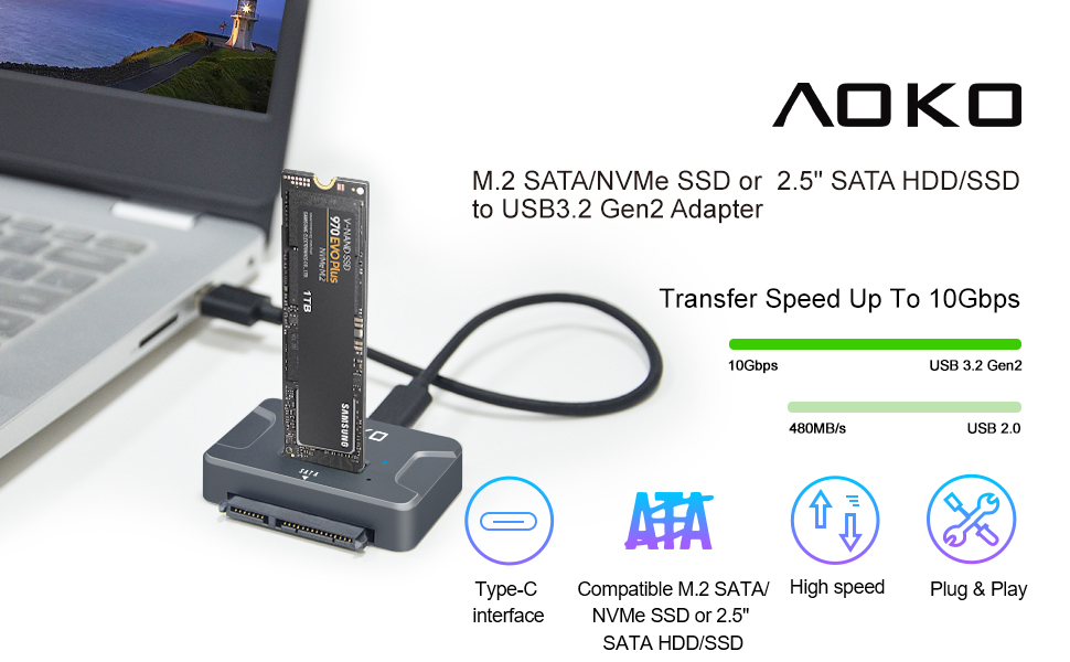 M.2 Docking Station with 2.5'' SATA Adapter