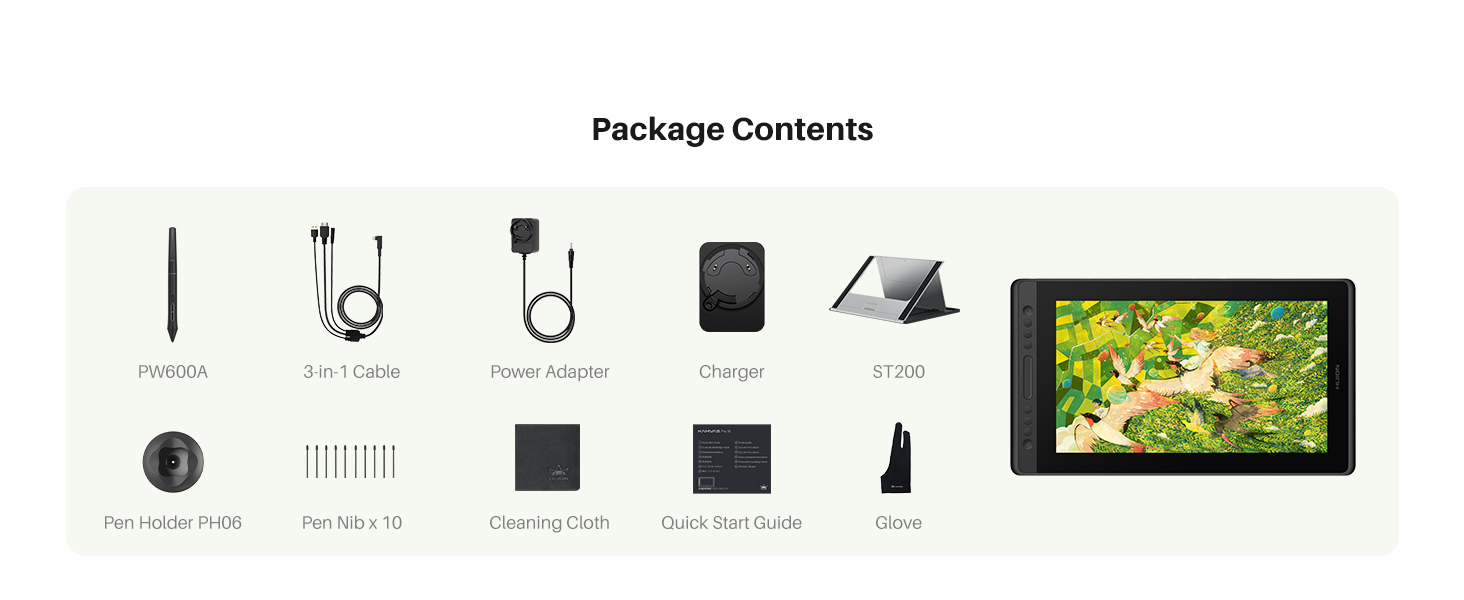 Kamvas Pro16 V2 Package Contents