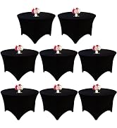 8 Pack 5FT Round Spandex Tablecloth 60â?? Black Round Elastic Table Cover, Round Table Cloth Washab...