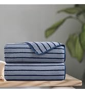 Oliven 2 Piece Navy Cabana Stripe Hand Towels for Bathroom 16"x31" Ultra Soft Breathable Hand Fac...