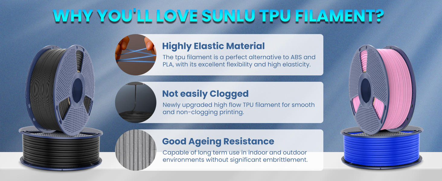SUNLU TPU 3D Printer Filament 1.75mm Suitable for Most FDM 3D Printers
