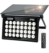 BOSITE 8000mAh Dusk to Dawn Flood Lights Battery Powered 150W Solar Floodlight Waterproof IP65 65...